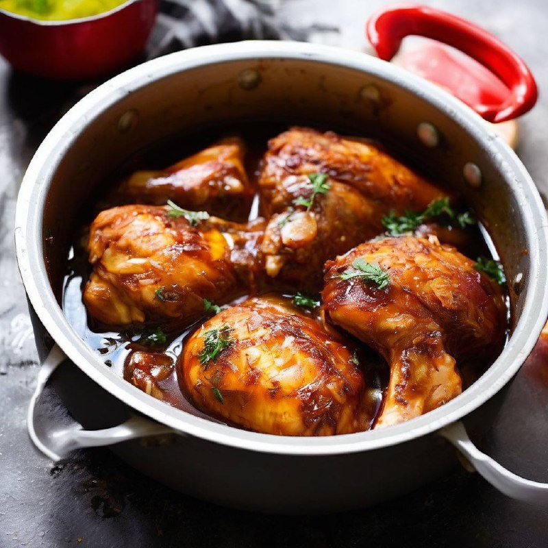 Курица в белом вине с картофелем и оливками