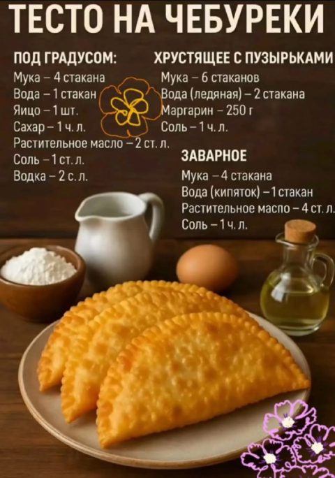 Рецепты: Тесто на чебуреки