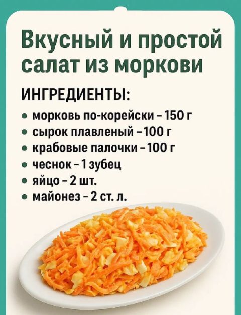 Рецепты: Вкусный и просто салат из моркови