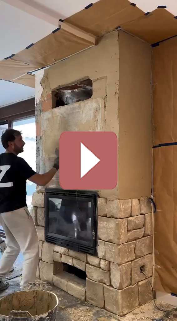 Декоративная отделка камина под камень — от опытного мастера